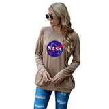 Vintage NASA Gift Shirt Women NASA Space Long Sleeve Graphic Blouse with Pockets