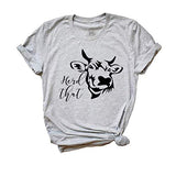 Damen T-Shirt mit Aufschrift „Herd That Cow“