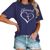 Frauen Gesegnet Herz T-Shirt Christian Tees