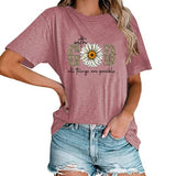 with God All Things are Possible T-Shirt Faith Jesus Graphic Shirt for Women