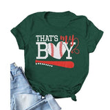 T-shirt graphique de baseball pour femmes, c'est mon garçon