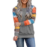 Damenmode Bluse Farbstreifen Hit Farbe Lässig Rundhals Langarmshirt