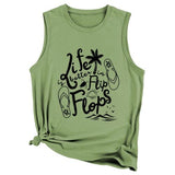 Women Summer Tank Tops Life is Better in Flip Flops Sleeveless Shirt