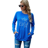 Be Kind Heart Gift Shirt Women Long Sleeve Kindness Fashion Blouse with Pockets