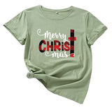 T-Shirt joyeux noël pour femmes, chemise à carreaux de buffle, Christ