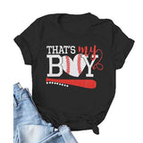 T-shirt graphique de baseball pour femmes, c'est mon garçon
