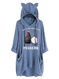 Pecker-Shirt für Frauen „Just A Girl Who Loves Peckers“ Strick-Kapuzenpullover mit 3/4-Ärmeln und Taschen