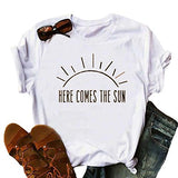 Damen T-Shirt mit Aufdruck „Here Comes The Sun“