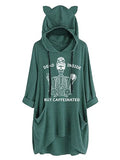 Dead Inside But Caféine Tournesol Femmes Sweat à capuche à manches longues Tête de mort Chemise pour femme