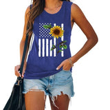 4. Juli Flagge Geschenk Tank Tops Frauen USA Flagge Blume Shirt