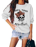 Damen Langarmshirt „100 % müde wie eine Mutter“ mit Totenkopf-Mom-Shirt