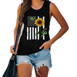4. Juli Flagge Geschenk Tank Tops Frauen USA Flagge Blume Shirt