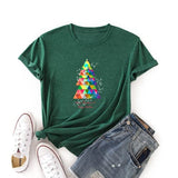 Women Merry Christmas Happy New Year T-Shirt Christmas Tree Graphic Shirt