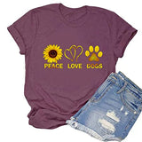 Femmes Peace Love Dogs T-Shirt Chien Maman Chemise
