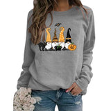 Damen Schwarze Katze Gnome Kürbis Fledermaus Halloween Kostüm Sweatshirt