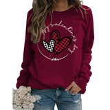 Happy Valentines Day Sweat Femme Buffalo Plaid Mignon Coeur Chemise