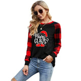 Frauen Mama Claus Weihnachten Mutter Hemd Langarm Buffalo Plaid Mode Tops