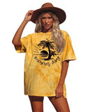T-Shirt mit Aufdruck „Summer Vibes“ für Damen, Sommershirt, Batikmuster, modisches Grafik-T-Shirt