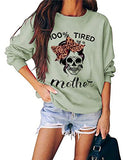 Damen Langarmshirt „100 % müde wie eine Mutter“ mit Totenkopf-Mom-Shirt