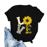 Women Leopard Love Sunflower T-Shirt Women Graphic Shirt