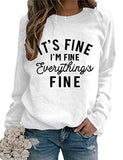 Pull décontracté pour femmes, c'est bien, je vais bien, tout va bien, col rond, bas ample, chemise féminine