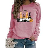 Damen Schwarze Katze Gnome Kürbis Fledermaus Halloween Kostüm Sweatshirt