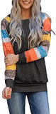 Damenmode Bluse Farbstreifen Hit Farbe Lässig Rundhals Langarmshirt