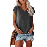 Fashion V-Neck T-Shirt with Pocket Tunic Shirt for Women