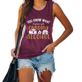 Chemise de réservoir d'alcool pour femmes, vous savez ce qui rime avec Camping, chemise à boire pour femmes