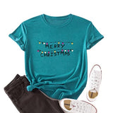 T-Shirt joyeux noël pour femmes, chemise avec lumières de noël
