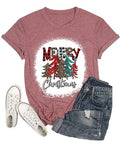 Merry Christmas T-Shirt Women Christmas Tree Gift Shirt