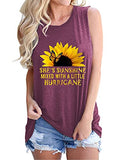 Women She's Sunshine Mixed with A Little Hurricane Graphic Shirt Sunflower Tank Tops