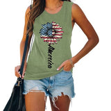 Amerika Sonnenblume Tank für Frauen USA Flagge Blume Freiheit Unabhängigkeit Shirt