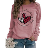 Happy Valentines Day Sweat Femme Buffalo Plaid Mignon Coeur Chemise
