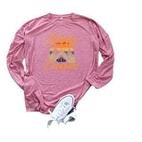 Damen Happy Camper Camping Wandern Reisehemd Langarmbluse