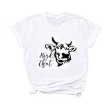 Damen T-Shirt mit Aufschrift „Herd That Cow“