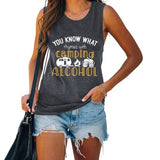 Chemise de réservoir d'alcool pour femmes, vous savez ce qui rime avec Camping, chemise à boire pour femmes
