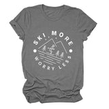 T-Shirt drôle pour femmes, ski, plus de soucis, moins