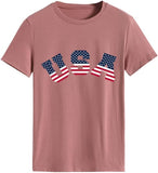 Women American Flag Shirt Patriotic T-Shirts July 4th Tees Tops
