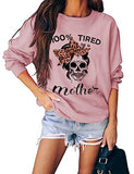 Damen Langarmshirt „100 % müde wie eine Mutter“ mit Totenkopf-Mom-Shirt