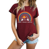 Women Find Your Road T-Shirt Womens Graphic Tees Casual Shirt