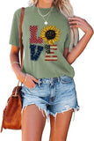 Chemise d'amour drapeau américain pour femmes, t-shirts du jour de l'indépendance du 4 juillet