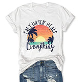 T-Shirt mit Aufdruck „Salt Water Heal Everything“ für Damen