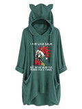 Damen Kapuzenpullover mit Taschen „Ich sehe vielleicht ruhig aus, aber in meinem Kopf habe ich dich dreimal gepickt“