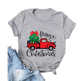 Women Merry Christmas Shirt Christmas Tree on Red Car T-Shirt