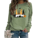 Damen Schwarze Katze Gnome Kürbis Fledermaus Halloween Kostüm Sweatshirt
