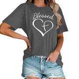 Frauen Gesegnet Herz T-Shirt Christian Tees