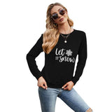 Damen Let It Snow Langarmshirt Schneeflocke Weihnachtsbluse