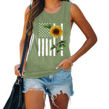 4. Juli Flagge Geschenk Tank Tops Frauen USA Flagge Blume Shirt