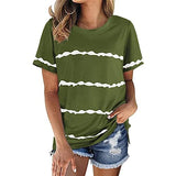 Women Casual Striped Tie Dye Stripe T-Shirt Tunic Shirt